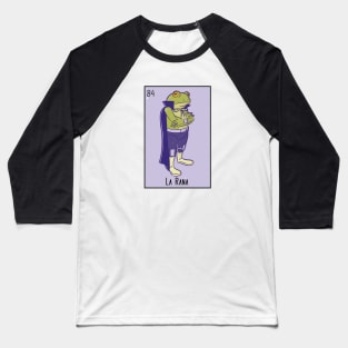 La Rana // Mexican Luchador Frog Loteria Card Baseball T-Shirt